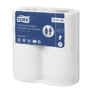 Бумага туалетная 1-сл. 9,5 см x 23 м (4 рул/упак) TORK Т4