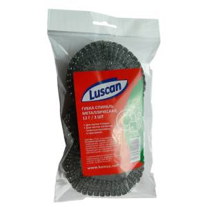Губка для мытья посуды Luscan металлическая 100х100х15 мм 12 г (3 шт/упак)