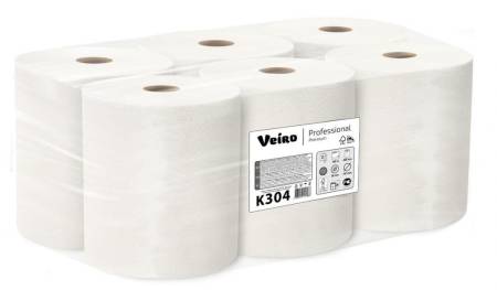 Полотенца бумажные 2 сл. в рулонах, 20x20,2 см, рулон 150 м, белый цвет, (6 рул) Veiro