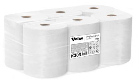 Полотенца бумажные 2 сл. в рулонах, листы 20x20 см, рулон 150 м, белый цвет (6 рул) Veiro