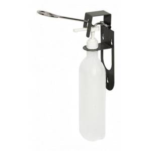 Дозатор для жидкого мыла и антисептиков локтевой черный шагрень с бутылкой 1л