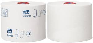 Бумага туалетная Mid-size в миди-рулонах, 13,2х9,9 см, 1 слой, белая, (27 рул) Tork
