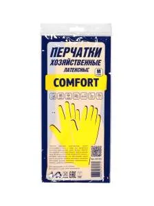 Перчатки COMFORT  латексные хозяйственные желтые, размер M