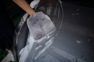 картинка Рукавица для мойки автомобиля PLUSH WASH MIT 20x25 см, темно-серая, Purestar для автомобиля