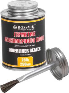 Герметик бескамерного слоя Innerliner Cement, банка с кистью, 250 гр. Rossvik
