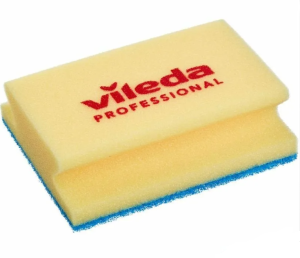 Губка Виледа Деликатная 16,5x13 см желтая/синяя, для деликатных поверхностей Vileda