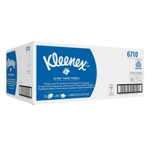 Полотенца бумажные в пачках Kleenex Ultra, белые, 3 сл., 96 л./пачка, 15 пачек, Kimberly-Clark,
