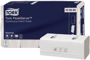 картинка Полотенце бумажное листовое PeakServe с непрерывной подачей, белый, 8,4х10х20,1 см, 410 л, Tork, 1/1