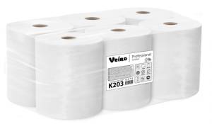 Полотенца бумажные 2 сл. в рулонах, листы 20x20 см, рулон 150 м, белый цвет (6 рул) Veiro