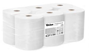 Полотенца бумажные 2 сл. в рулонах, листы 20x20,4 см, рулон 150 м, белый цвет, (6 рул) Veiro